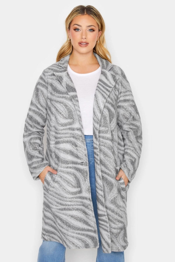 Büyük Beden Çift Düğmeli Cepli Uzun Kesim İnce Ceket 301659 Vervegrand