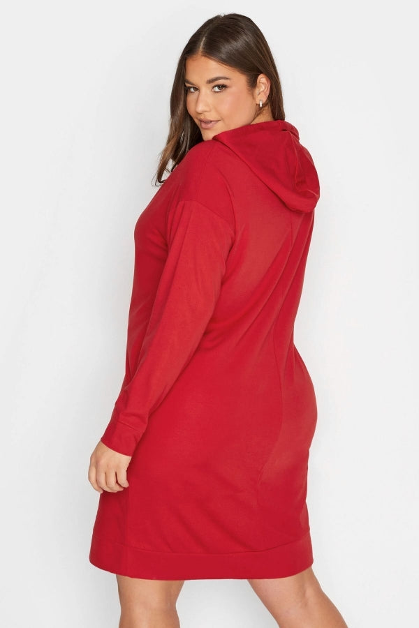 Büyük Beden Kapüşonlu Cepli Uzun Kollu Sweatshirt Elbise 301730 Vervegrand