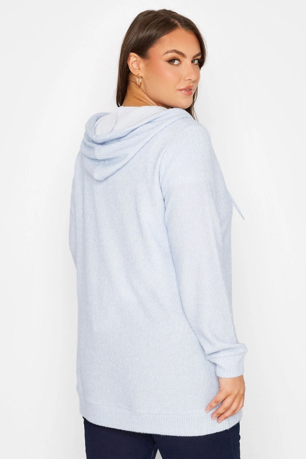 Büyük Beden Boydan Fermuarlı Cepli Kapüşonlu Uzun Kollu Sweatshirt 173416 Vervegrand