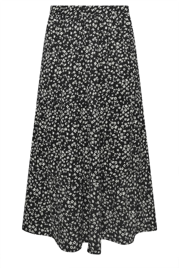 Büyük Beden Uzun Kesim Cepsiz Beli Lastikli Desenli Etek 160320 Vervegrand