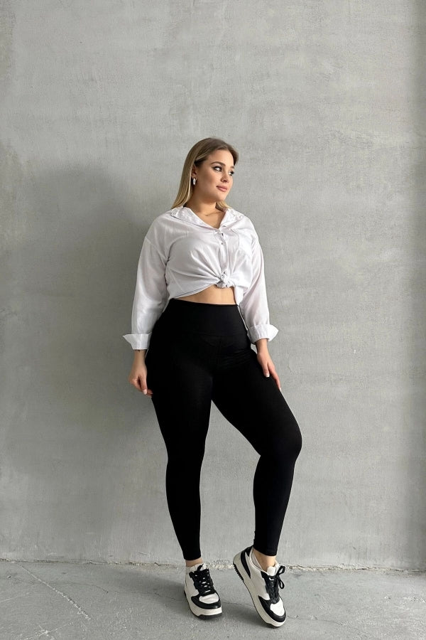 Büyük Beden Yüksel Bel Vücudu Saran Spor Tayt 038396 Vervegrand