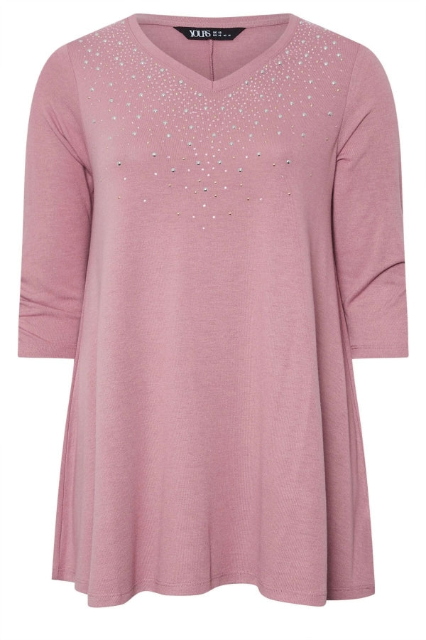 Büyük Beden V Yakası Taş İşlemeli Kolları Büzgülü Bluz 322296 Vervegrand