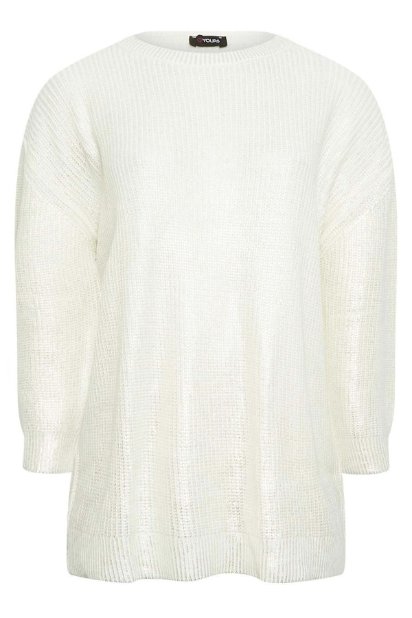 Büyük Beden Bisiklet Yaka Folyo Baskılı Uzun Kollu Kazak 302322 Vervegrand