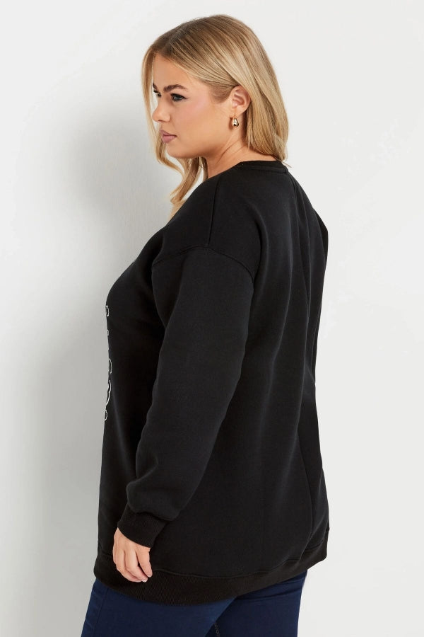 Büyük Beden Yılbaşı Temalı Bisiklet Yaka Uzun Kollu Sweatshirt 303821 Vervegrand