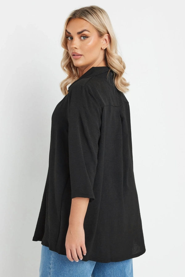 Büyük Beden V Gömlek Yaka Yarım Kollu Salaş Bluz 303922 Vervegrand