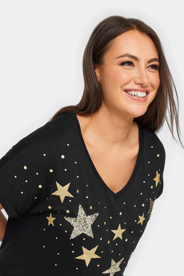 Vervegrand büyük beden siyah t-shirt detay çekimi