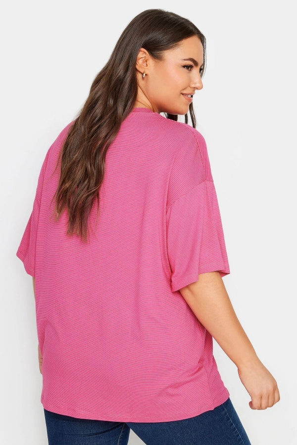 Büyük Beden Bisiklet Yaka Yarım Kollu Uzun Kesim T-shirt 302544 Vervegrand
