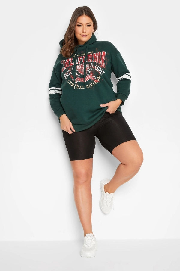 Büyük Beden Kolları Şeritli Kapüşonlu Uzun Kollu Sweatshirt 301945 Vervegrand