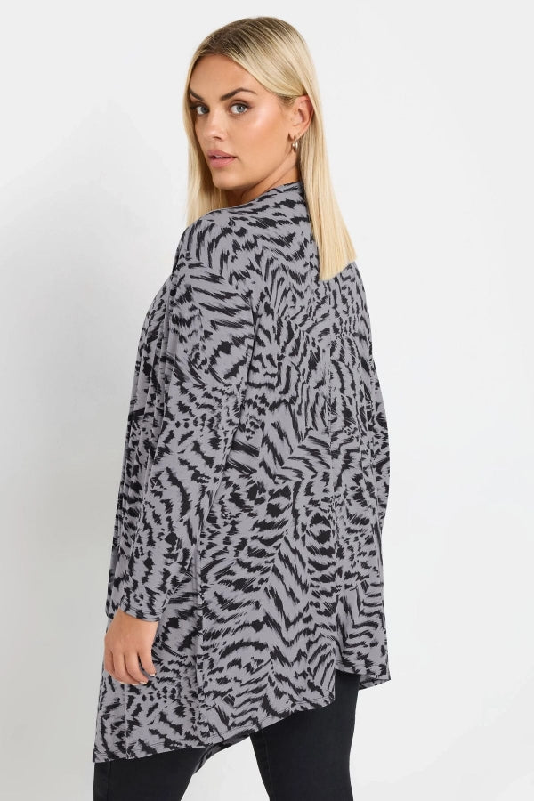 Büyük Beden Önü Kapamasız Uzun Kollu Asimetrik Kesim İnce Hırka 303692 Vervegrand