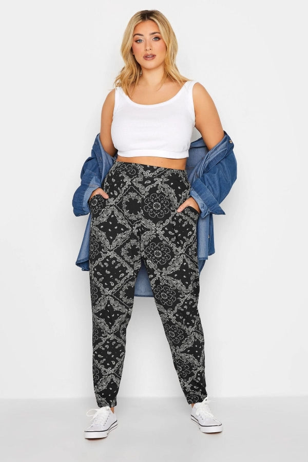 Büyük Beden Dar Paça Desenli Cepli Havuç Kesim Likralı Pantolon 143292 Vervegrand