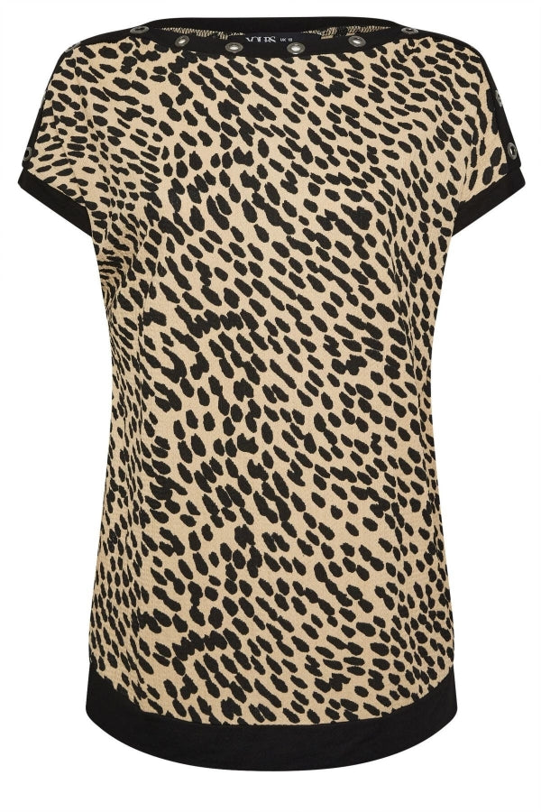 Büyük Beden Leopar Desenli Kuş Gözü Detaylı T-shirt 304086 Vervegrand