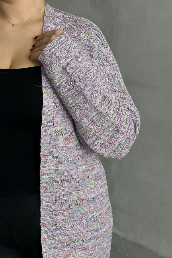 Büyük Beden Uzun Kollu Önü Kapamasız İnce Örme Hırka 302300 Vervegrand