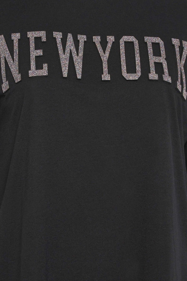 Vervegrand büyük beden New York baskılı t-shirt kumaş dokusu