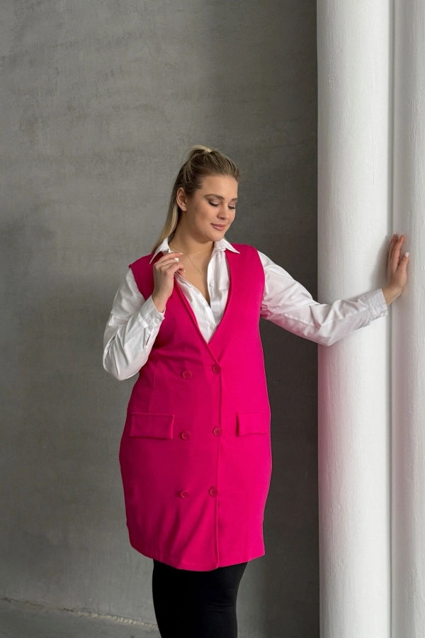 Büyük Beden Sıfır Kol Önü Düğmeli Cep Görünümlü Hırka 300861 Vervegrand