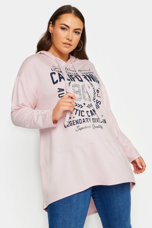 Büyük Beden Uzun Kollu Arkası Uzun Baskılı Kapüşonlu Sweatshirt 301954 Vervegrand