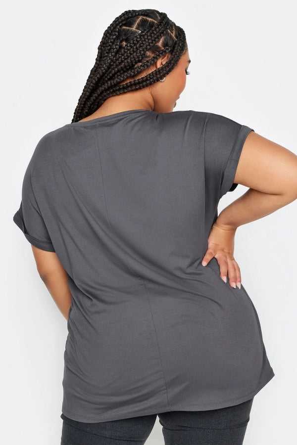 Büyük Beden Pul Detaylı Leopar Desenli Kısa Kollu T-shirt 321326 Vervegrand