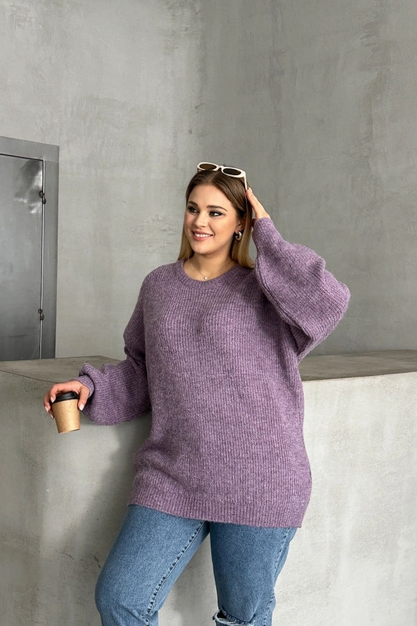 Büyük Beden Bisiklet Yaka Uzun Kollu Triko Kazak 301440 Vervegrand