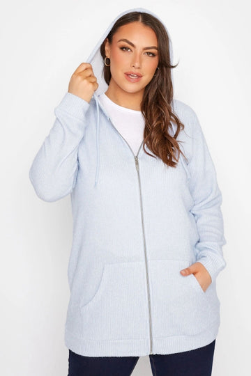 Büyük Beden Boydan Fermuarlı Cepli Kapüşonlu Uzun Kollu Sweatshirt 173416 Vervegrand