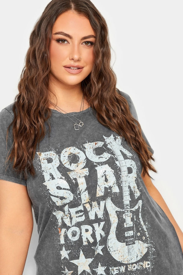 Vervegrand büyük beden salaş kesim gri t-shirt modeli