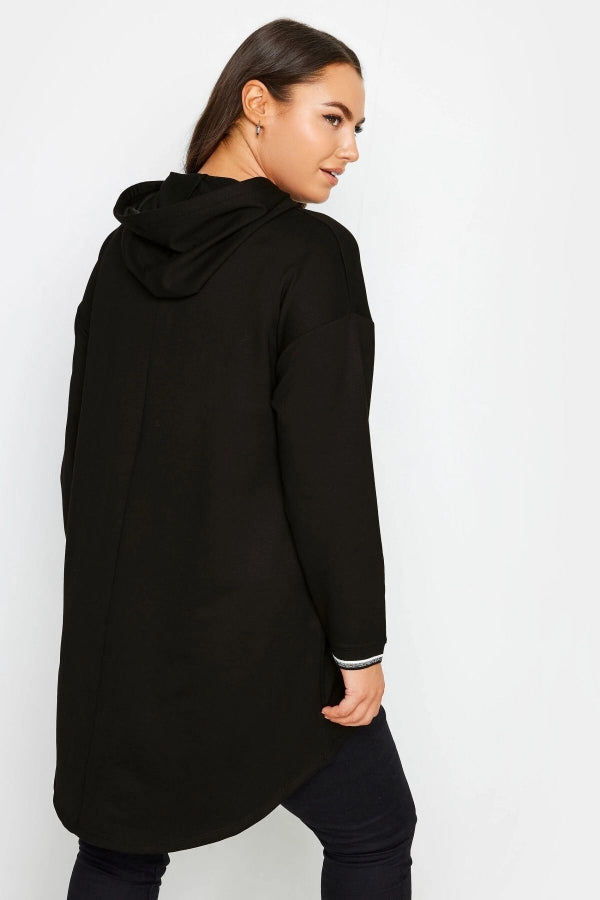 Büyük Beden Uzun Kollu Arkası Uzun Baskılı Kapüşonlu Sweatshirt 302846 Vervegrand