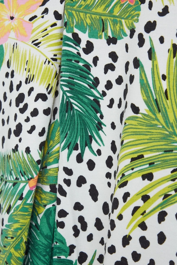 Büyük Beden V Yaka Desenli Asimetrik Kesim Likralı Bluz 302259 Vervegrand