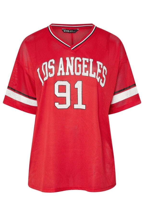 Büyük Beden V Yaka Kısa Kollu Baskılı File T-shirt 303494 Vervegrand