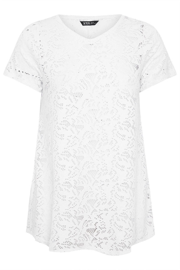 Büyük Beden V Yaka Kolsuz Astarsız Dantel T-shirt 304092 Vervegrand