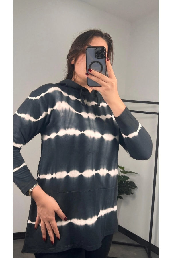 Vervegrand büyük beden kapüşonlu sweatshirt önden görünüm