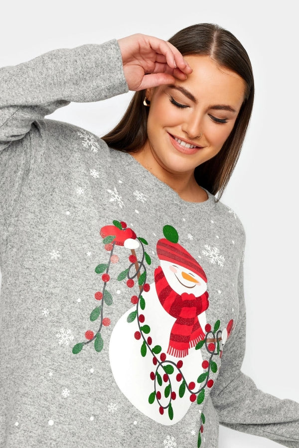 Büyük Beden Bisiklet Yaka Uzun Kollu Yılbaşı Temalı Sweatshirt 280143 Vervegrand