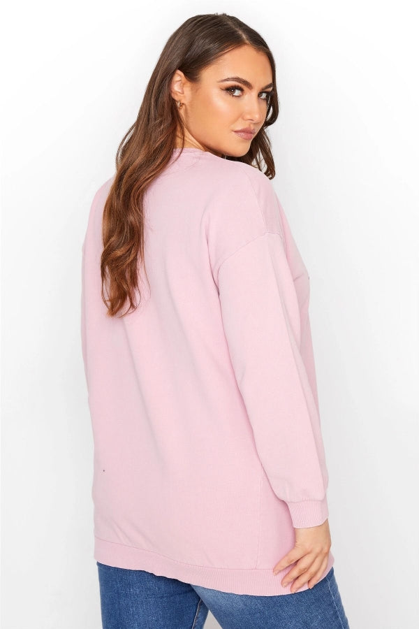 Büyük Beden Yazı Baskılı Bisiklet Yaka Sweatshirt 173598 Vervegrand