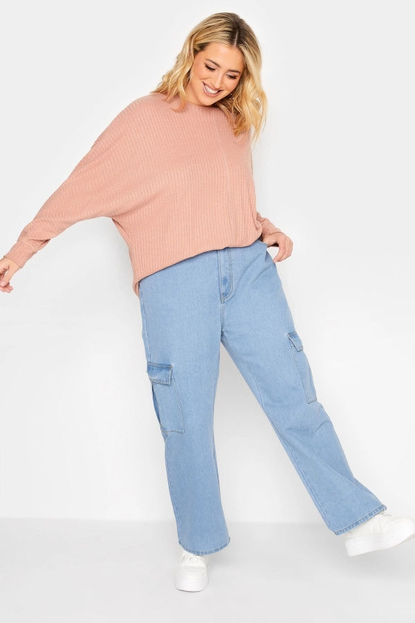 Büyük Beden Nervürlü Uzun Kesim Bisiklet Yaka Triko Kazak 301722 Vervegrand