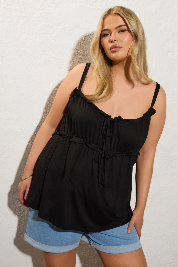 Büyük Beden İnce Askılı Geniş Yakalı Önü Büzgülü Bluz 322693 Vervegrand