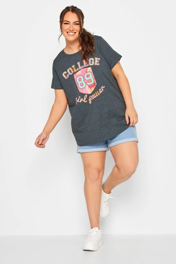 Vervegrand büyük beden gri bisiklet yaka t-shirt detay görseli