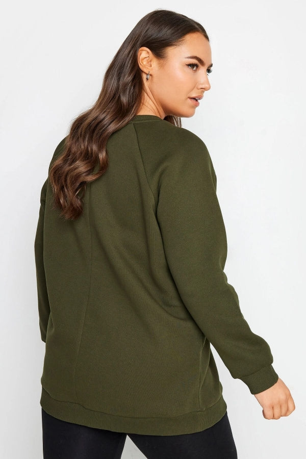 Büyük Beden Bisiklet Yaka Kuşgözü Detaylı Uzun Kollu Sweatshirt 302830 Vervegrand