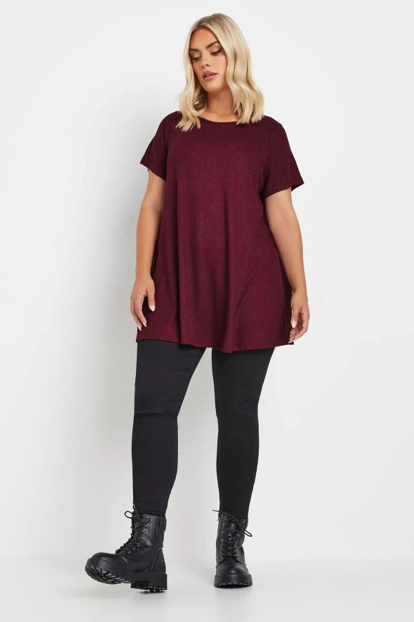 Büyük Beden Bisiklet Yaka Yarım Kollu Fitilli İnce Bluz 303619 Vervegrand