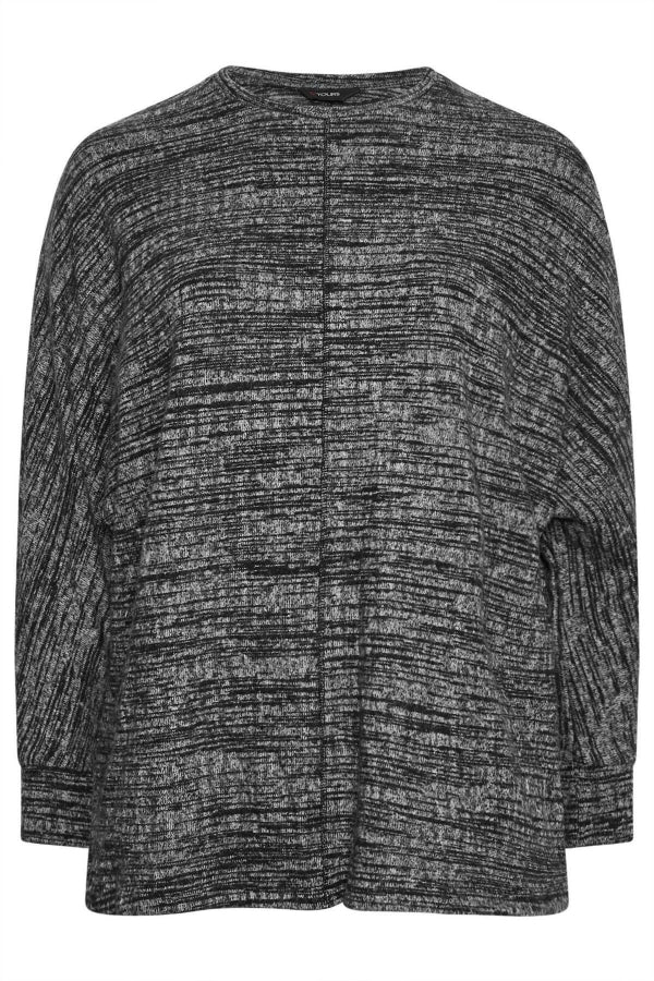 Büyük Beden Bisiklet Yaka Önü Dikiş Detaylı Uzun Kollu Bluz 302607 Vervegrand