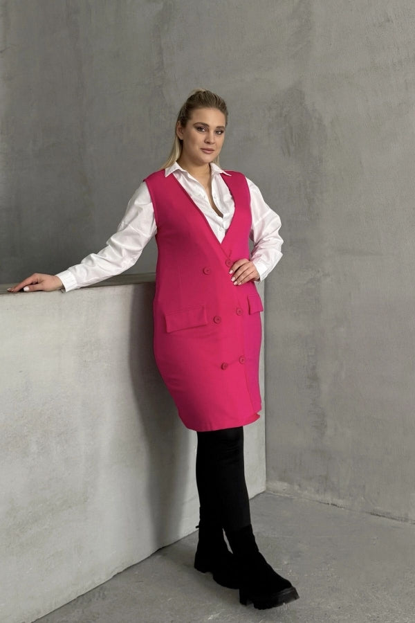 Büyük Beden Sıfır Kol Önü Düğmeli Cep Görünümlü Hırka 300861 Vervegrand