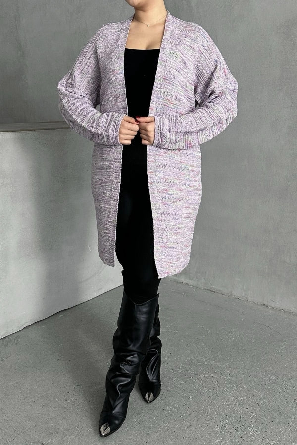 Büyük Beden Uzun Kollu Önü Kapamasız İnce Örme Hırka 302300 Vervegrand