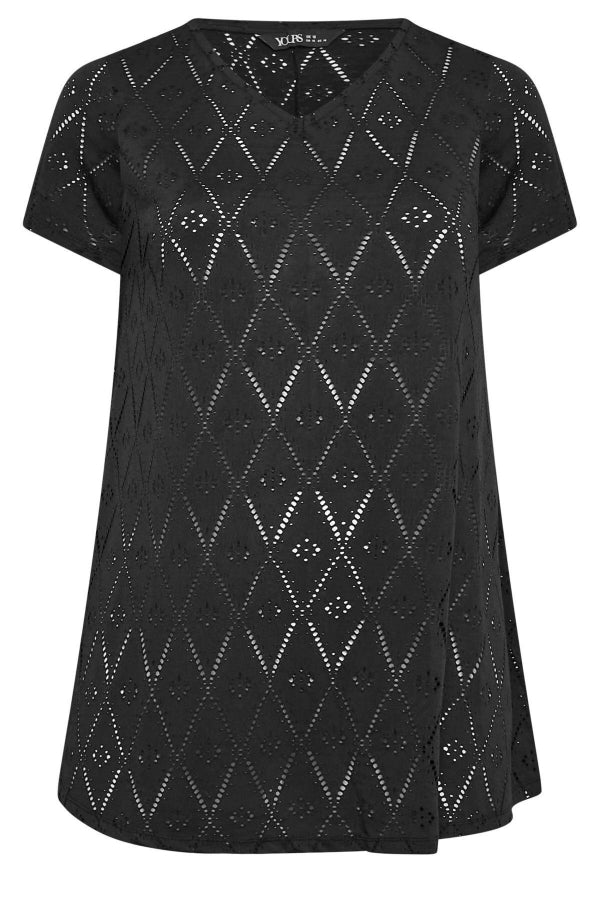 Büyük Beden Dantel Detaylı V Yaka Astarsız Bluz 321029A Vervegrand