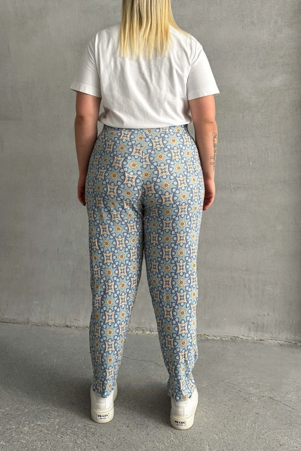 Büyük Beden Beli ve Paçası Lastikli Desenli Cepli Pantolon 303490 Vervegrand