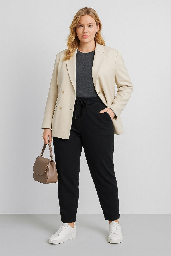 Büyük Beden Beli Lastikli ve Büzgülü Cepli Boru Paça Eşofman Altı 142694 Vervegrand