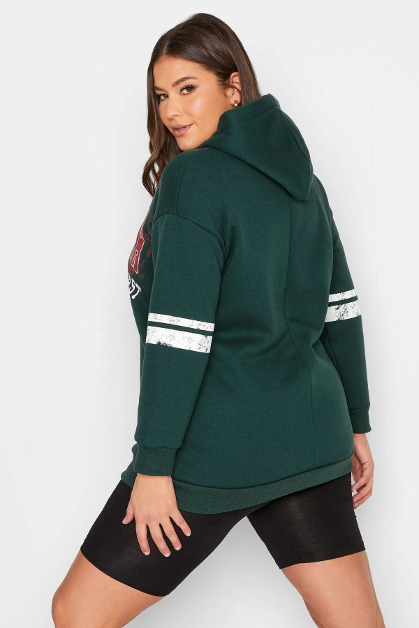 Büyük Beden Kolları Şeritli Kapüşonlu Uzun Kollu Sweatshirt 301945 Vervegrand