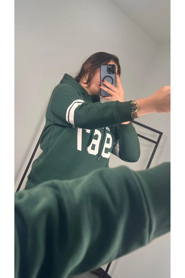 Büyük Beden Kapüşonlu Uzun Kollu Baskılı Sweatshirt 301126 Vervegrand