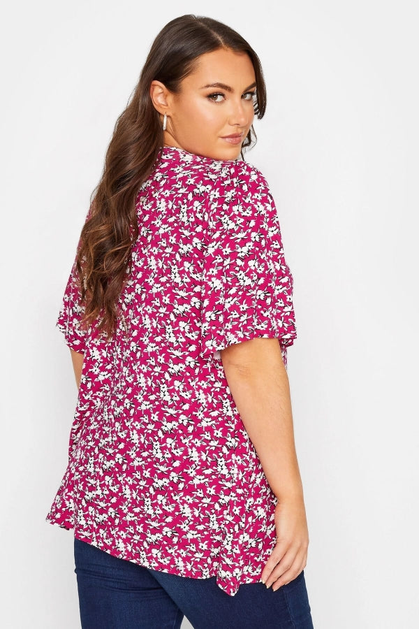 Büyük Beden V Yaka Desenli Asimetrik Kesim Likralı Bluz 301694 Vervegrand