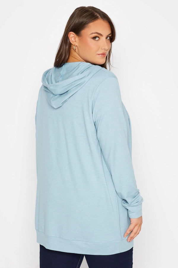 Büyük Beden Boydan Fermuarlı Cepli Uzun Kollu Kapüşonlu Sweatshirt 173417 Vervegrand