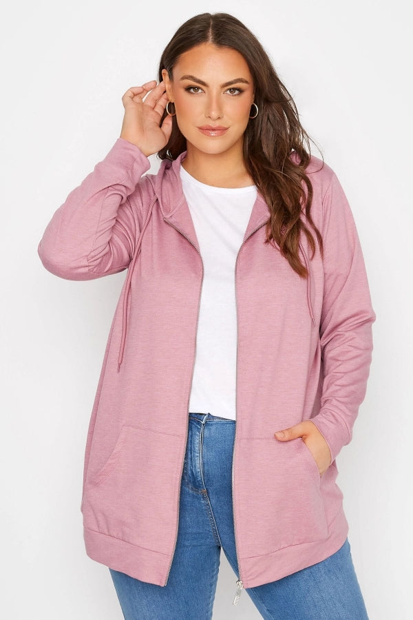 Büyük Beden Boydan Fermuarlı Kapüşonlu Uzun Kollu Sweatshirt 173420 Vervegrand