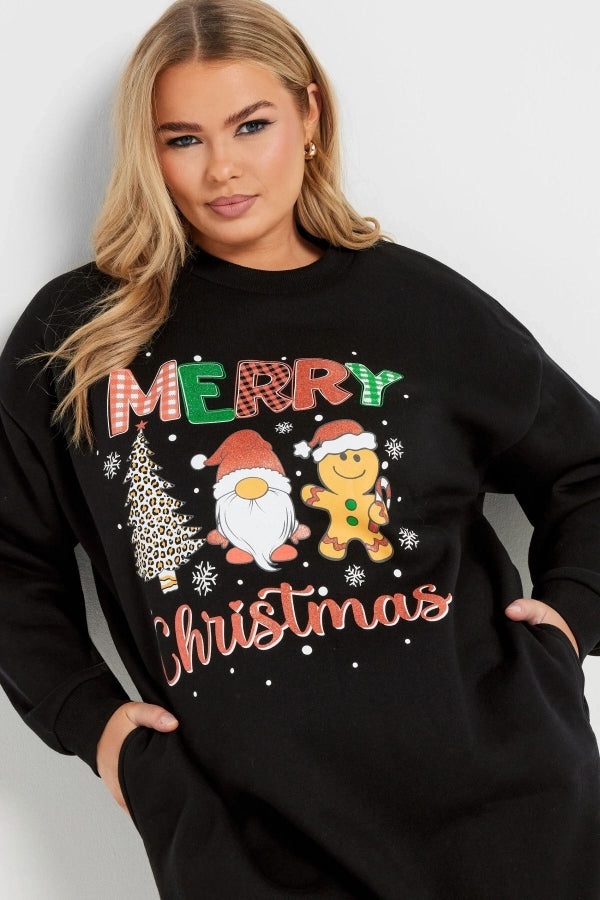 Vervegrand büyük beden yılbaşı sweatshirt elbise yan detay