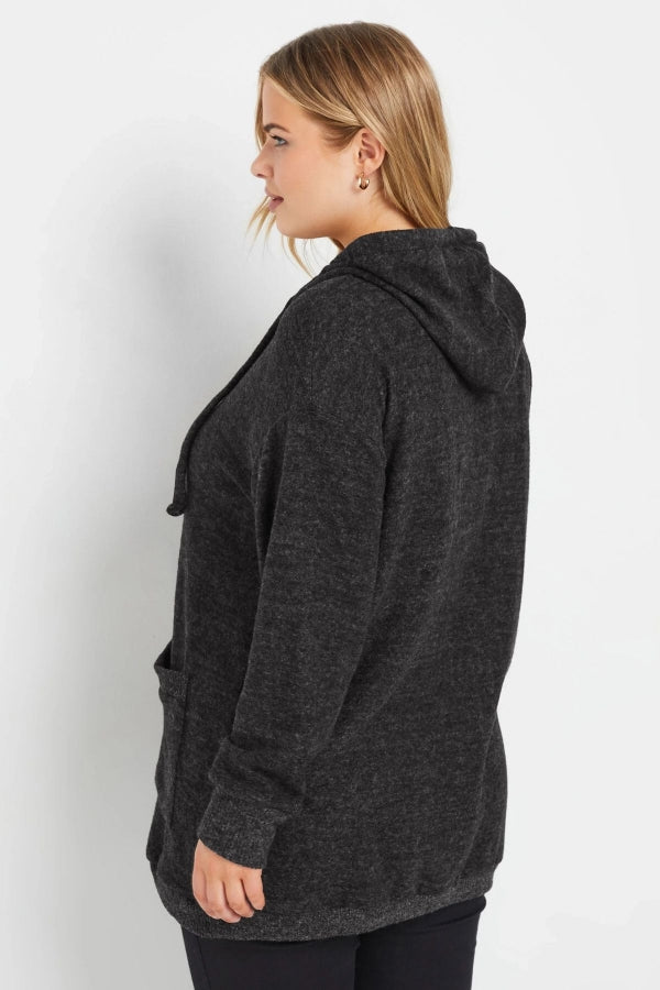 Büyük Beden Soft Touch Kapüşonlu Uzun Kollu Cepli Hırka 303593 Vervegrand