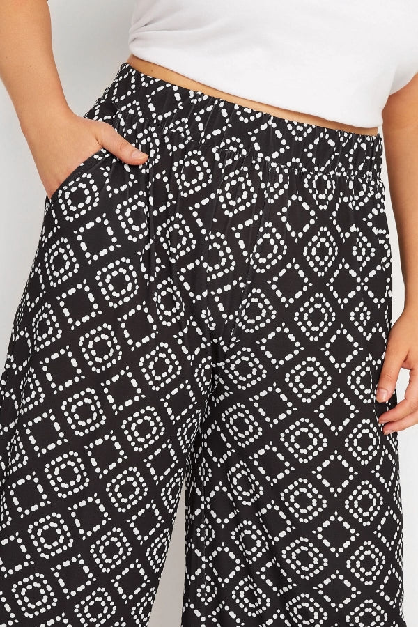 Büyük Beden Beli Lastikli Cepli Desenli Geniş Paça Pantolon 302291 Vervegrand