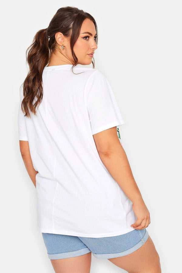 Büyük Beden Yazı Baskılı Yarım Kollu Bisiklet Yaka T-shirt 302022 Vervegrand